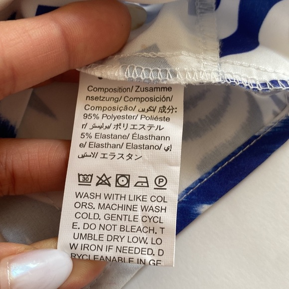 Blue white bohemian wild spirit geometric print tie waist shrug cover size small - Picture 4 of 8